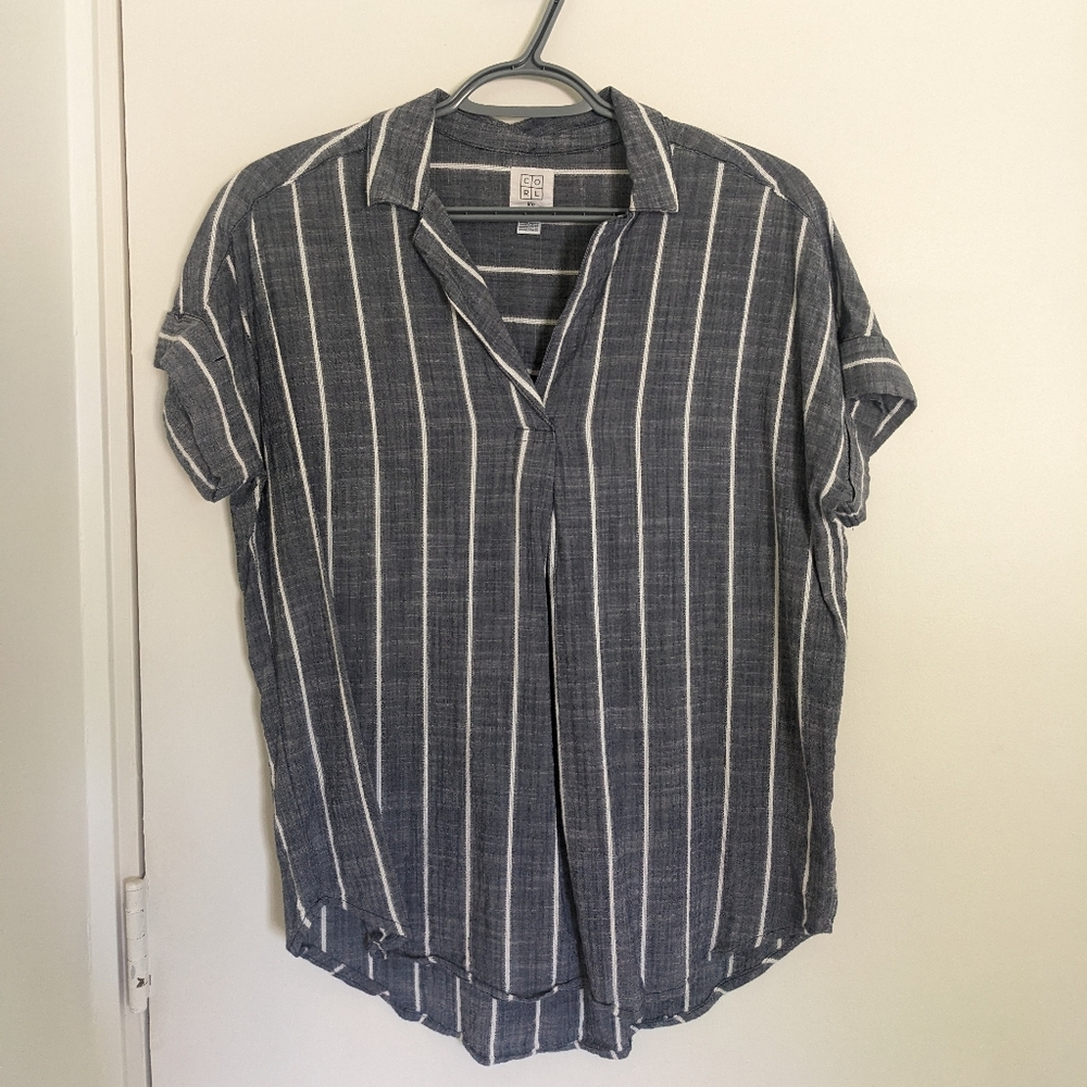 CORE life Stripe short sleeve blouse